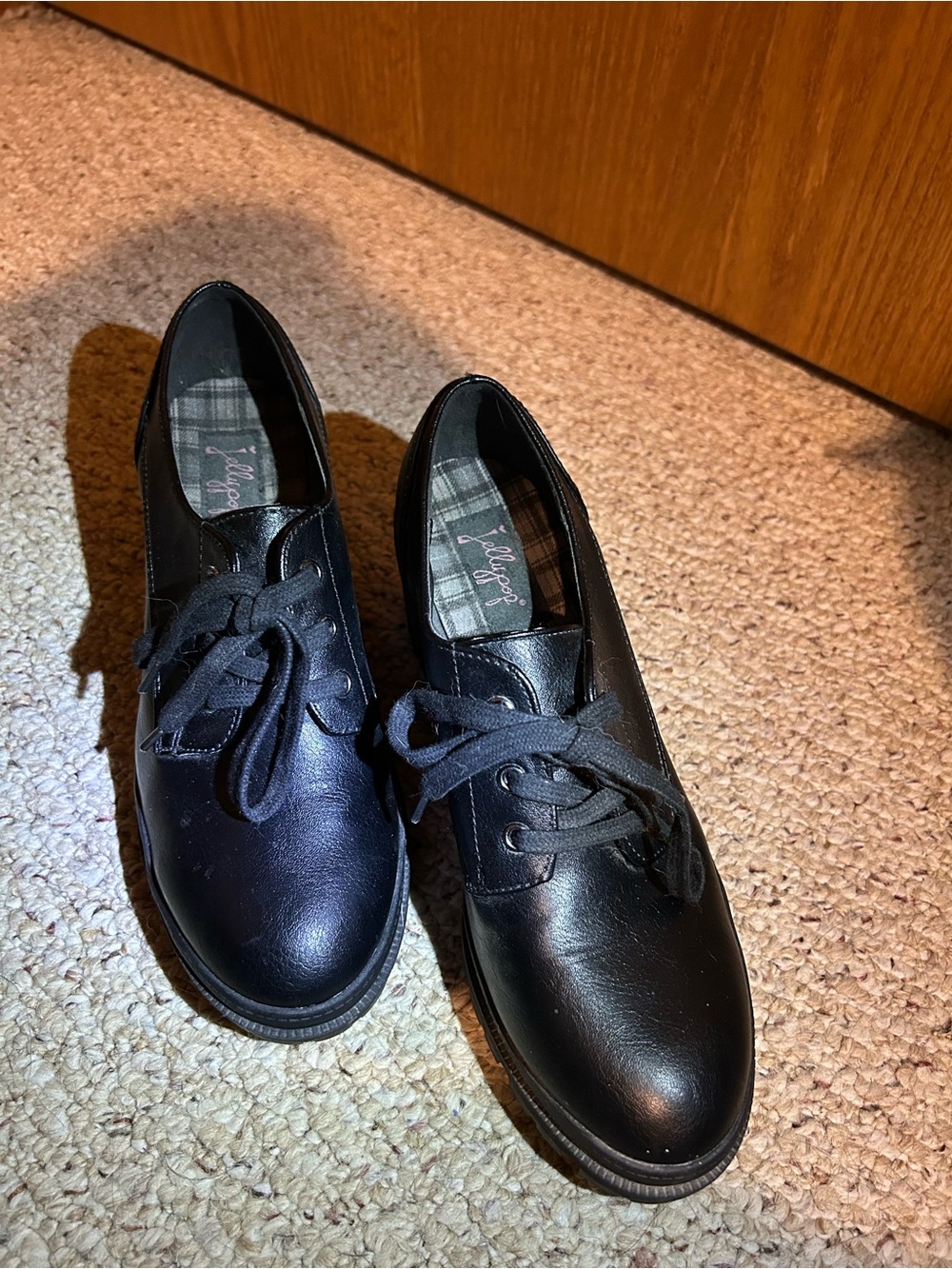 Black Platform Lace-Up Oxfords for Women